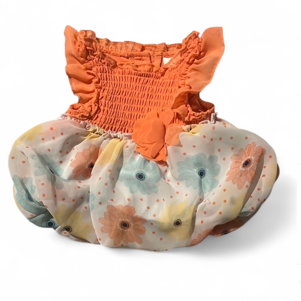 Small Wonders Orange and Cream Floral dress